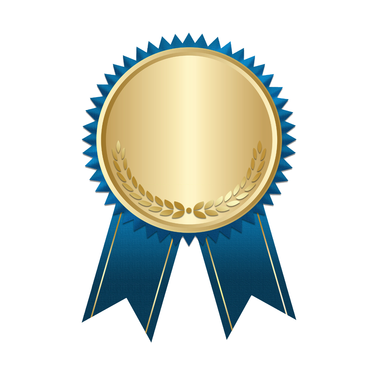 Blue & Gold Shiny Professional Textured Award Ribbon Transparent Clipart