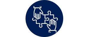 Icon of hands on puzzle pieces