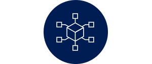 Icon of nodes going to box demonstrating framework