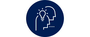 Icon of a head with a lightbulb, demonstrating an idea